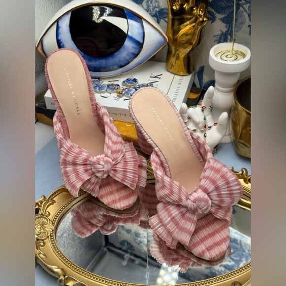 🆕 LOEFFLER RANDALL 🧿 NWOB Penny Soft Pink Gingham Pleated Bow Heel, Sz 7 - Picture 5 of 14